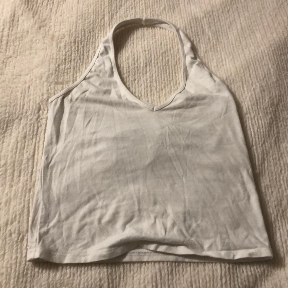 WHITE HALTER TOP